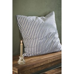 Ib Laursen -  Pudebetr�k Elly med bl� og brune striber - 60x60 cm.