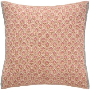 Ib Laursen - Pudebetr�k Vigga med orange og pink print dobbeltv�vet, bagside neutral 50x50 cm.