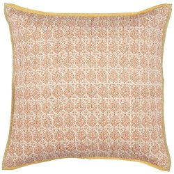 Ib Laursen - Pudebetr�k Vigga br�ndt orange print dobbeltv�vet, bagside neutral 50x50 cm.