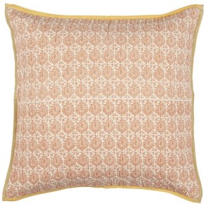 Ib Laursen - Pudebetr�k Vigga br�ndt orange print dobbeltv�vet, bagside neutral 50x50 cm.