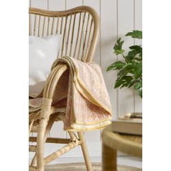 Ib Laursen - Plaid Vigga brndt orange print dobbeltvvet, bagside neutral 130x170 cm.