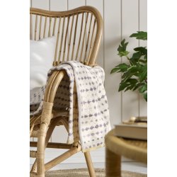 Ib Laursen - Plaid Vigga med lilla print dobbeltv�vet, bagside neutral 130x170 cm.