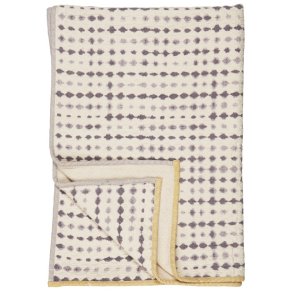 Ib Laursen - Plaid Vigga med lilla print dobbeltv�vet, bagside neutral 130x170 cm.