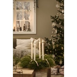 Ib Laursen Adventlys 1-4 ske med 4 kronelys rustik prget tal hvid stearin svanemrket