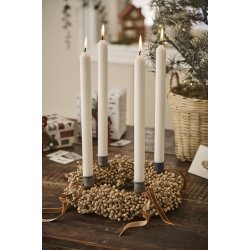 Ib Laursen Adventlys 1-4 ske med 4 kronelys rustik prget tal hvid stearin svanemrket