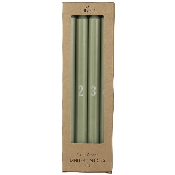 Ib Laursen Adventlys 1-4 ske med 4 kronelys rustik prget tal stvgrn stearin svanemrket