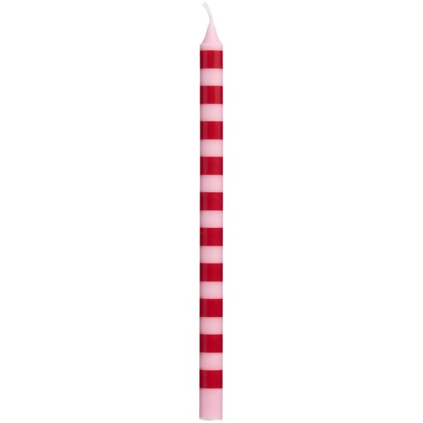 Ib Laursen Kertelys stribet r�d og lyser�d stearin �:1,3 H:20 svanem�rket