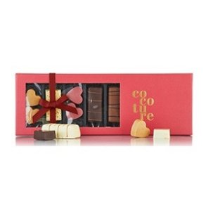 Cocoture -- 225g Familiebox, med fyldte chokolade, marcipan og lakrids med chokolade i rd boks