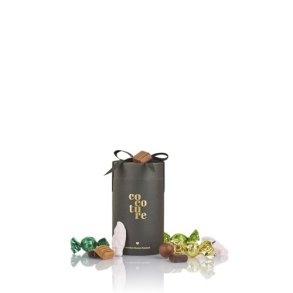 Cocoture - 250g mixet chokokugler, konfektstykker & skum julemnd i sort gaverr m sljf
