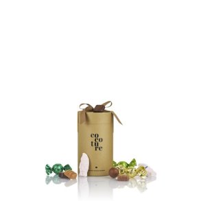 Cocoture - 250g mixet chokokugler, konfektstykker & skum julemnd i GULD gaverr m sljf