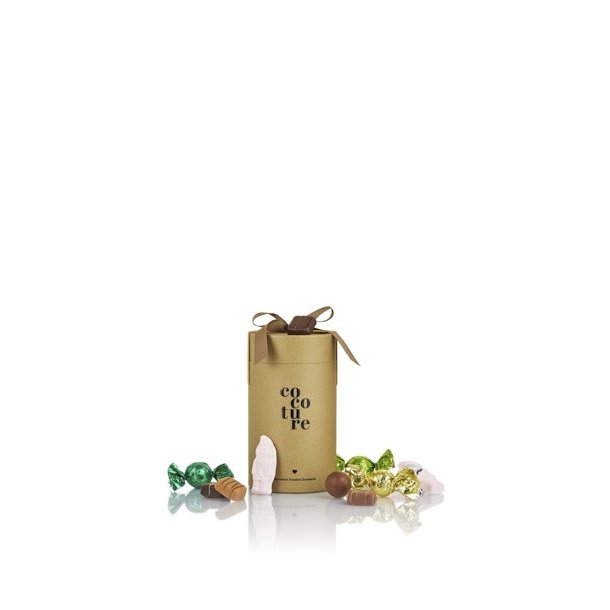 Cocoture - 250g mixet chokokugler, konfektstykker &amp; skum julemnd i GULD gaverr m sljf