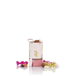 Cocoture - 250g mixet Cocoture chokokugler, konfektstykker & skum julemnd i lyserdt gaverr sljf