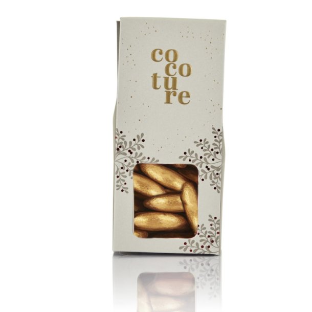 Cocoture - 90g mandler med fldechokolade &amp; guldpulver i gr dragbox