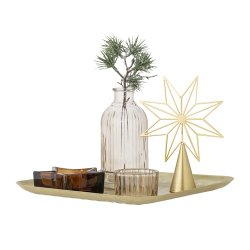 Bloomingville Sanga Bakke med fyrfadsstage, Guld, Glas - jul