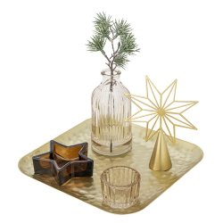 Bloomingville Sanga Bakke med fyrfadsstage, Guld, Glas - jul