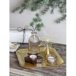 Bloomingville Sanga Bakke med fyrfadsstage, Guld, Glas - jul