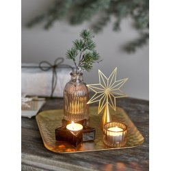 Bloomingville Sanga Bakke med fyrfadsstage, Guld, Glas - jul