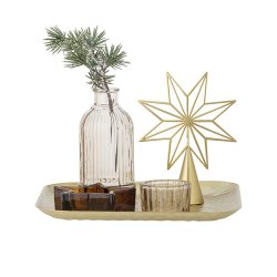 Bloomingville Sanga Bakke med fyrfadsstage, Guld, Glas - jul