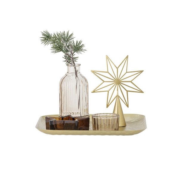 Bloomingville Sanga Bakke med fyrfadsstage, Guld, Glas - jul