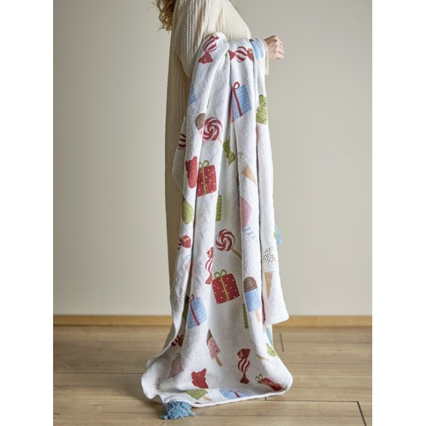 Bloomingville MINI, Sweets Plaid, Multifarvet, Genanvendt Bomuld 160x130 cm