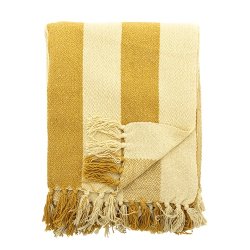 Bloomingville Frello Plaid, Gul, Genanvendt Bomuld 160x130 cm