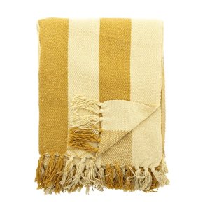 Bloomingville Frello Plaid, Gul, Genanvendt Bomuld 160x130 cm