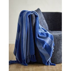 Bloomingville Frello Plaid, Bl�, Genanvendt Bomuld 160x130 cm
