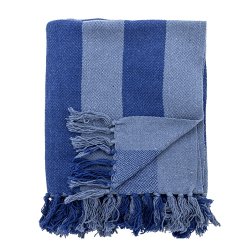 Bloomingville Frello Plaid, Bl�, Genanvendt Bomuld 160x130 cm