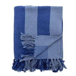 Bloomingville Frello Plaid, Bl�, Genanvendt Bomuld 160x130 cm