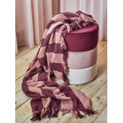 Bloomingville Frello Plaid, R�d, Genanvendt Bomuld 160x130 cm