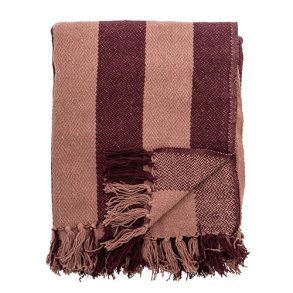 Bloomingville Frello Plaid, R�d, Genanvendt Bomuld 160x130 cm