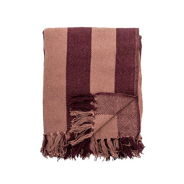 Bloomingville Frello Plaid, R�d, Genanvendt Bomuld 160x130 cm