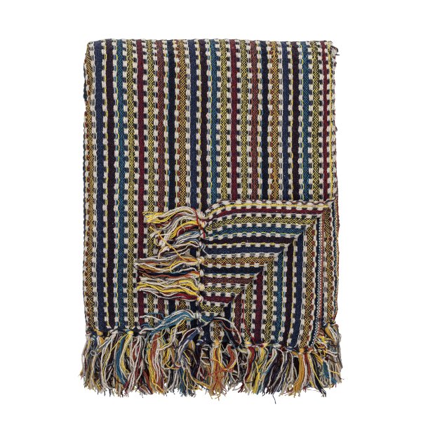 Bloomingville - Lazzario Plaid, Bl, Genanvendt Bomuld- 160x130 cm.