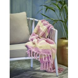 Bloomingville - Isnel Plaid, Pink, Genanvendt Bomuld - 160x130 cm.