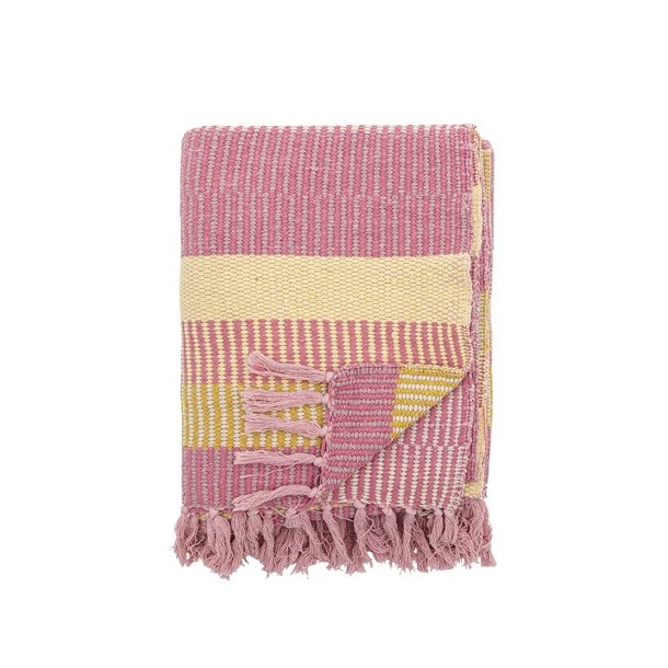 Bloomingville - Isnel Plaid, Pink, Genanvendt Bomuld - 160x130 cm.