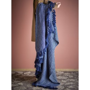 Bloomingville - Herringbone Plaid, Bl�, Genanvendt Bomuld - 160x130 cm.