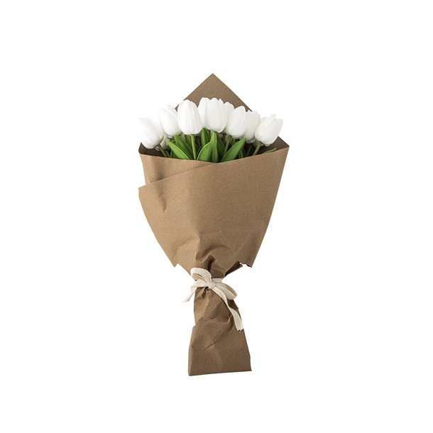 Bloomingville Tulip Buket, Hvid, Kunstige Blomster D17x32 cm