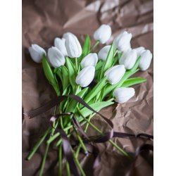 Bloomingville Tulip Buket, Hvid, Kunstige Blomster D17x32 cm
