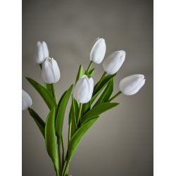 Bloomingville Tulip Buket, Hvid, Kunstige Blomster D17x32 cm