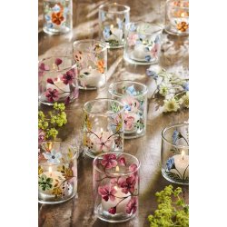 Ib Laursen  Stage til fyrfadslys 6 forskellige smal med h�ndmalede blomster - 1 stk - v�lg variant