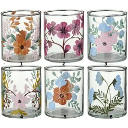 Ib Laursen  Stage til fyrfadslys 6 forskellige smal med h�ndmalede blomster - 1 stk - v�lg variant