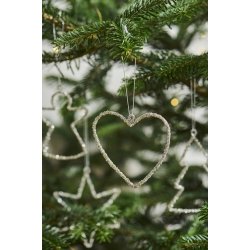 Ib Laursen Julepynt til oph�ng med s�lvglitter 4 forskellige - s�lges samlet som s�t