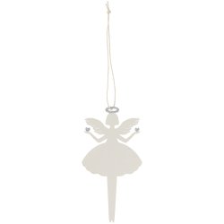 Ib Laursen Papirklip engel med s�lvglorie og hjerte i hver h�nd 11,5 cm h�j