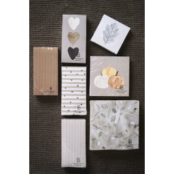Ib Laursen -Serviet 10x20 cm beige med m�rkere beige striber 16 stk pr pakke