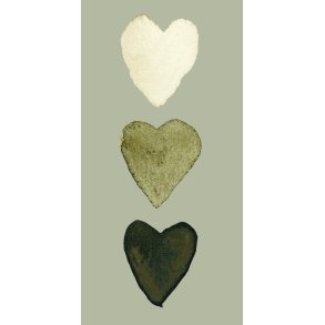 Ib Laursen -Serviet 10x20 cm hjerter i creme, natur, antracit p� beige baggrund 16 stk pr. pakke