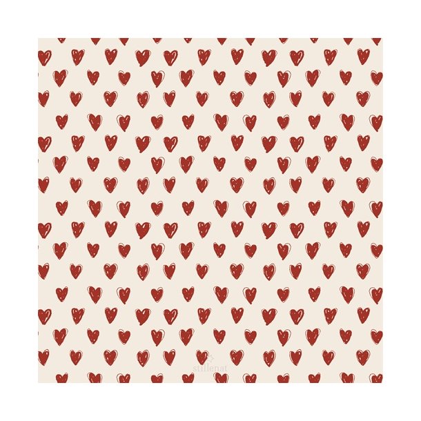 Ib Laursen -Serviet 20x20 cm r�de hjerter 50 stk pr. pakke