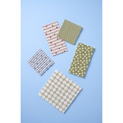 Ib Laursen -Serviet 10x20 cm gr�n m/hvide blomster 16 stk pr. pakke