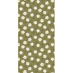 Ib Laursen -Serviet 10x20 cm gr�n m/hvide blomster 16 stk pr. pakke