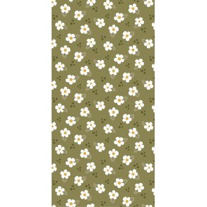 Ib Laursen -Serviet 10x20 cm gr�n m/hvide blomster 16 stk pr. pakke