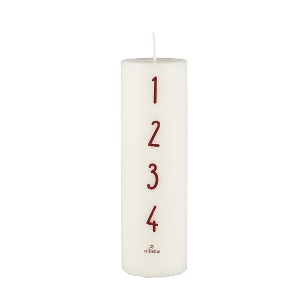 IB Laursen - Adventslys 1-4 hvid m/rde tal stillenat 